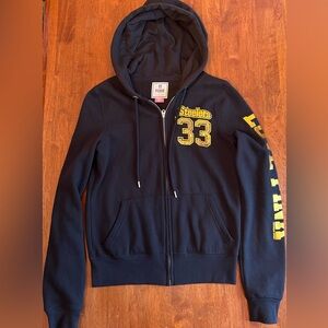 Victoria’s secret PINK Zip Up Pittsburgh Steelers Black Hoodie Size Small